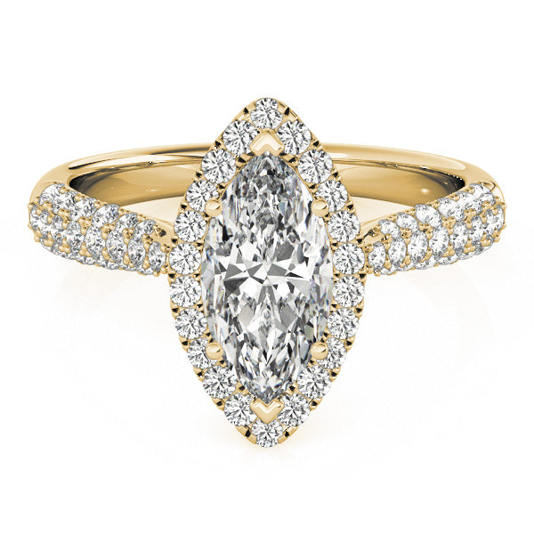 Majestic Multi-Row Marquise Diamond Engagement Ring — 9K/18K Gold & Platinum