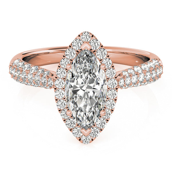 Majestic Multi-Row Marquise Diamond Engagement Ring — 9K/18K Gold & Platinum