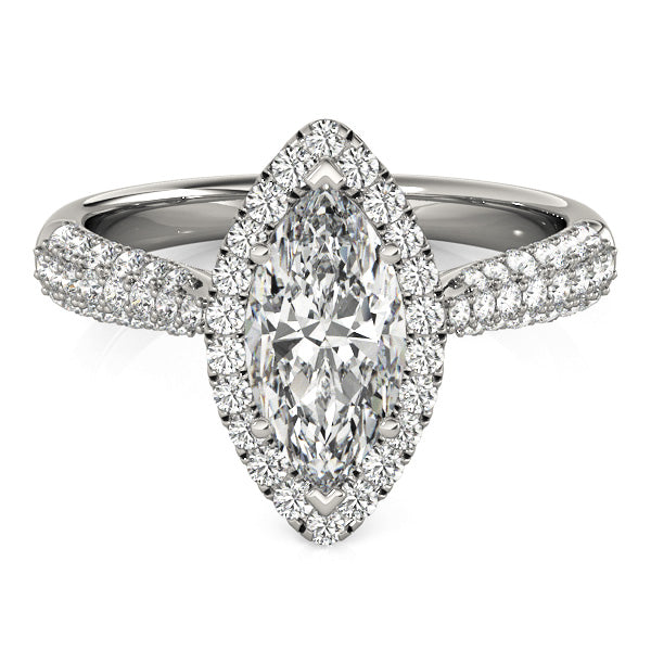 Majestic Multi-Row Marquise Diamond Engagement Ring — 9K/18K Gold & Platinum