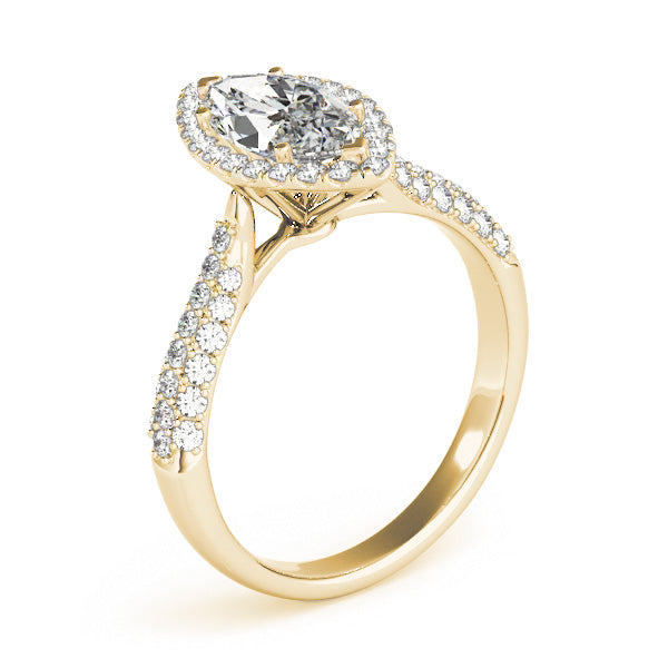 Majestic Multi-Row Marquise Diamond Engagement Ring — 9K/18K Gold & Platinum