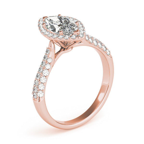 Majestic Multi-Row Marquise Diamond Engagement Ring — 9K/18K Gold & Platinum