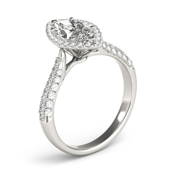Majestic Multi-Row Marquise Diamond Engagement Ring — 9K/18K Gold & Platinum