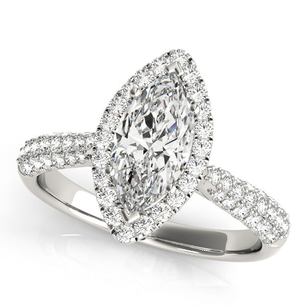 Majestic Multi-Row Marquise Diamond Engagement Ring — 9K/18K Gold & Platinum