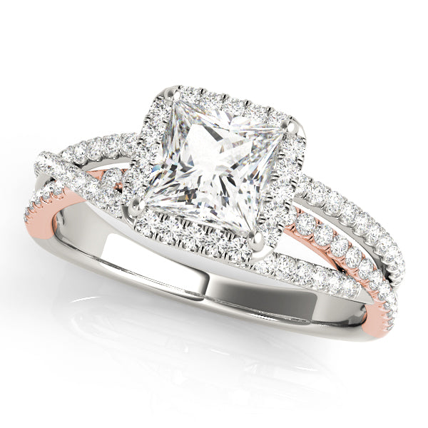 Devoted Sidestone Princess Diamond Engagement Ring — 9K/18K Gold & Platinum