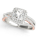 Devoted Sidestone Princess Diamond Engagement Ring — 9K/18K Gold & Platinum