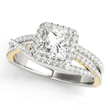Devoted Sidestone Princess Diamond Engagement Ring — 9K/18K Gold & Platinum
