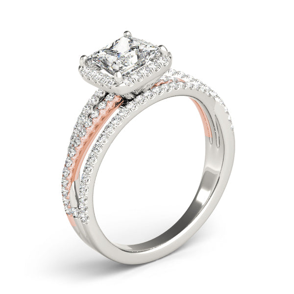 Devoted Sidestone Princess Diamond Engagement Ring — 9K/18K Gold & Platinum