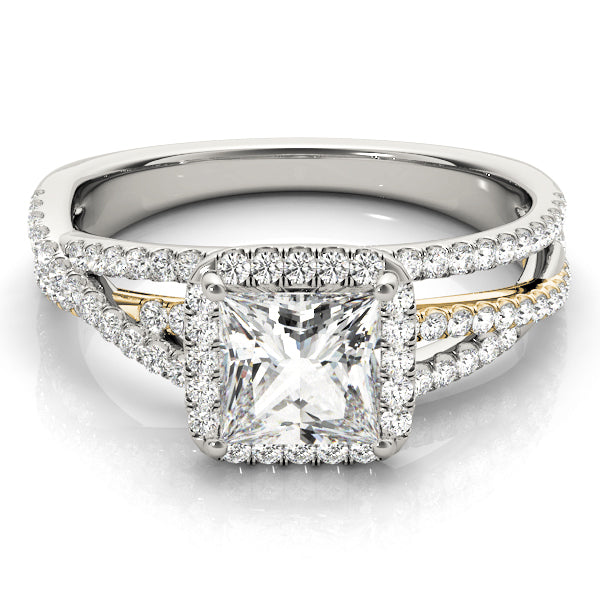 Devoted Sidestone Princess Diamond Engagement Ring — 9K/18K Gold & Platinum