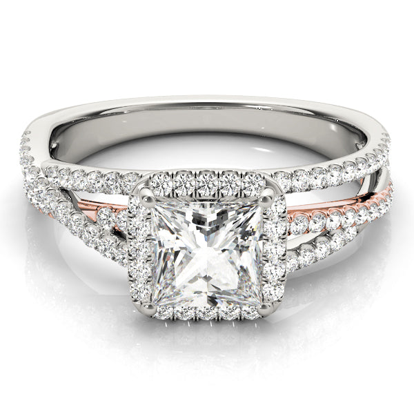 Devoted Sidestone Princess Diamond Engagement Ring — 9K/18K Gold & Platinum