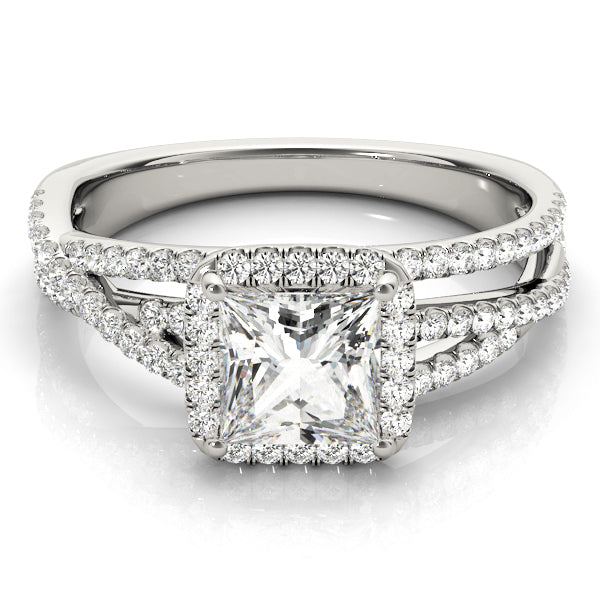 Devoted Sidestone Princess Diamond Engagement Ring — 9K/18K Gold & Platinum
