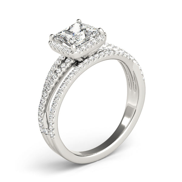 Devoted Sidestone Princess Diamond Engagement Ring — 9K/18K Gold & Platinum