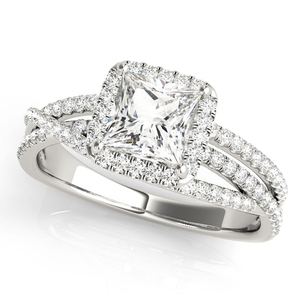 Devoted Sidestone Princess Diamond Engagement Ring — 9K/18K Gold & Platinum