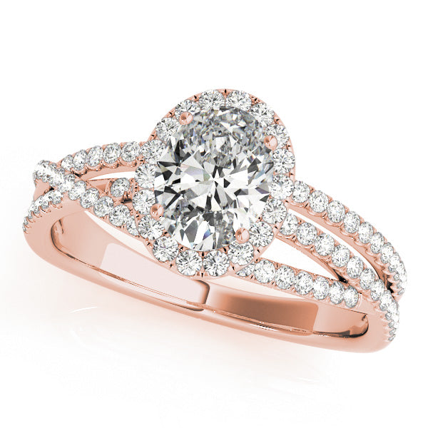 Sculpted Sidestone Oval Diamond Engagement Ring — 9K/18K Gold & Platinum