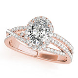 Sculpted Sidestone Oval Diamond Engagement Ring — 9K/18K Gold & Platinum