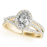Sculpted Sidestone Oval Diamond Engagement Ring — 9K/18K Gold & Platinum