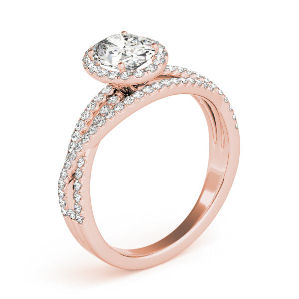 Sculpted Sidestone Oval Diamond Engagement Ring — 9K/18K Gold & Platinum