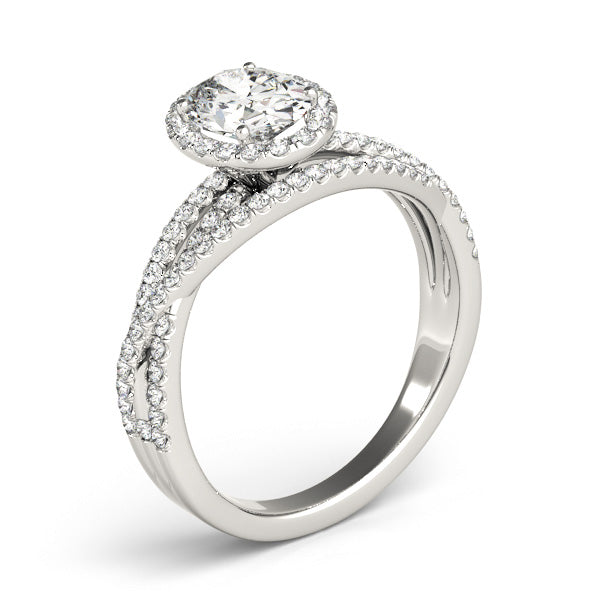 Sculpted Sidestone Oval Diamond Engagement Ring — 9K/18K Gold & Platinum