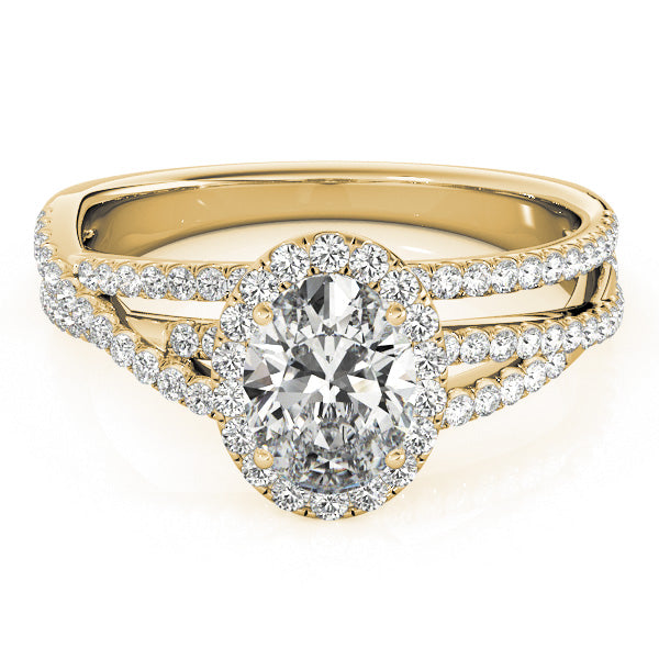 Sculpted Sidestone Oval Diamond Engagement Ring — 9K/18K Gold & Platinum
