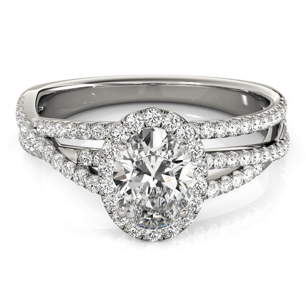 Sculpted Sidestone Oval Diamond Engagement Ring — 9K/18K Gold & Platinum