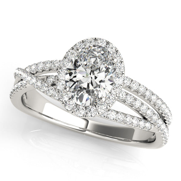 Sculpted Sidestone Oval Diamond Engagement Ring — 9K/18K Gold & Platinum