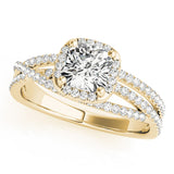 Couture Sidestone Cushion Diamond Engagement Ring — 9K/18K Gold & Platinum