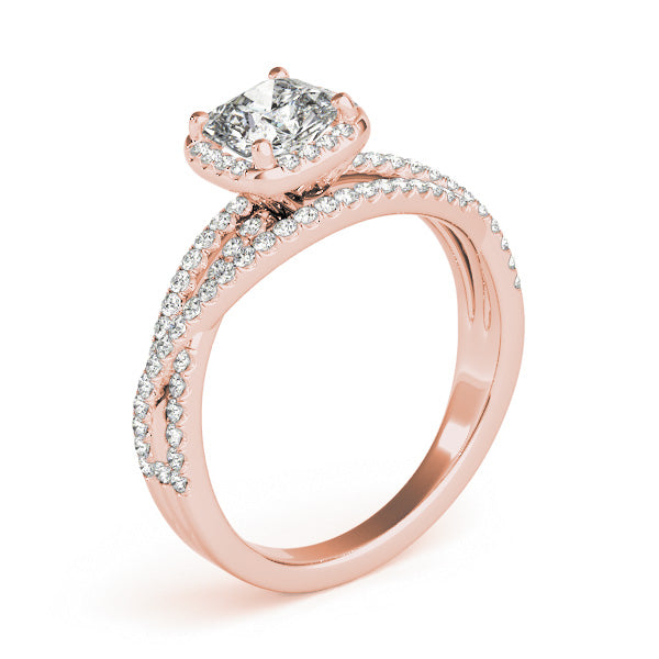 Couture Sidestone Cushion Diamond Engagement Ring — 9K/18K Gold & Platinum