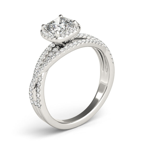 Couture Sidestone Cushion Diamond Engagement Ring — 9K/18K Gold & Platinum