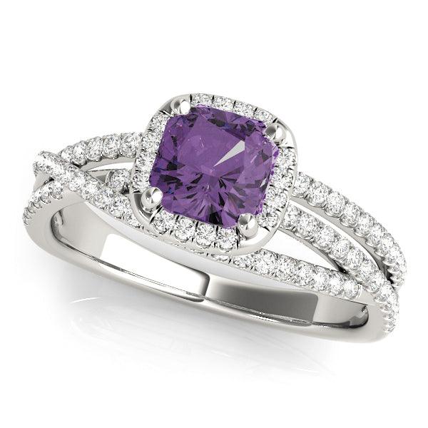 Couture Sidestone Cushion Diamond Engagement Ring — 9K/18K Gold & Platinum