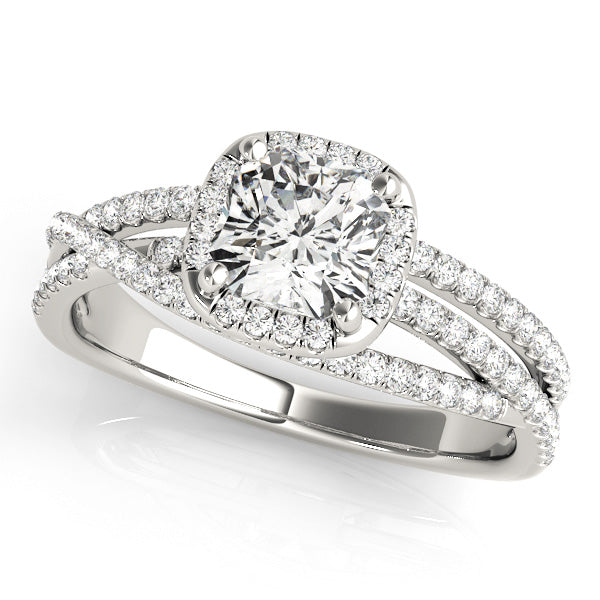Couture Sidestone Cushion Diamond Engagement Ring — 9K/18K Gold & Platinum