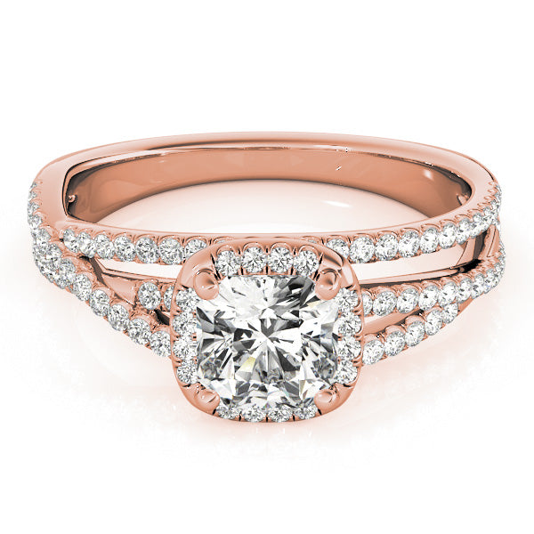 Couture Sidestone Cushion Diamond Engagement Ring — 9K/18K Gold & Platinum