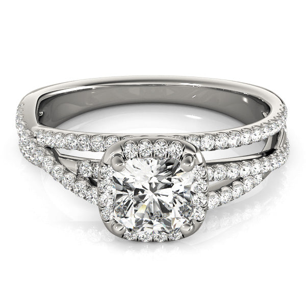 Couture Sidestone Cushion Diamond Engagement Ring — 9K/18K Gold & Platinum