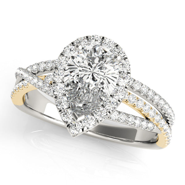 Romantic Sidestone Pear Diamond Engagement Ring — 9K/18K Gold & Platinum