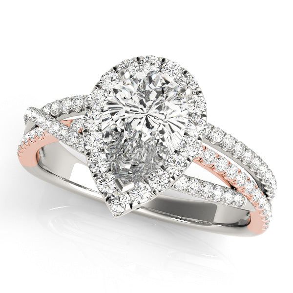 Romantic Sidestone Pear Diamond Engagement Ring — 9K/18K Gold & Platinum