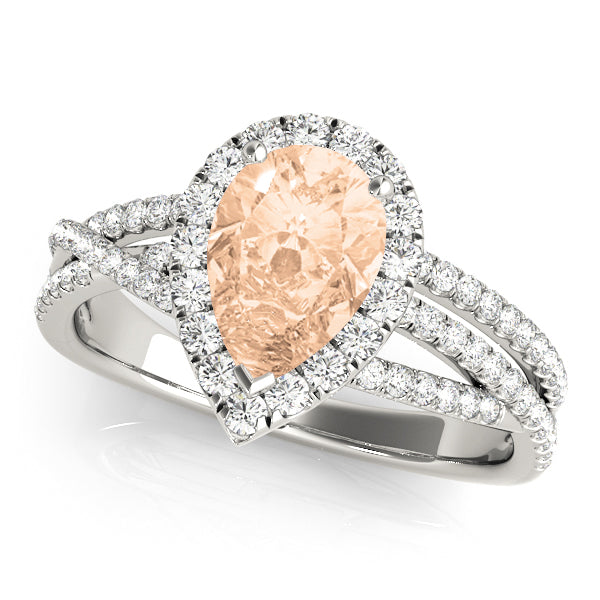 Romantic Sidestone Pear Diamond Engagement Ring — 9K/18K Gold & Platinum