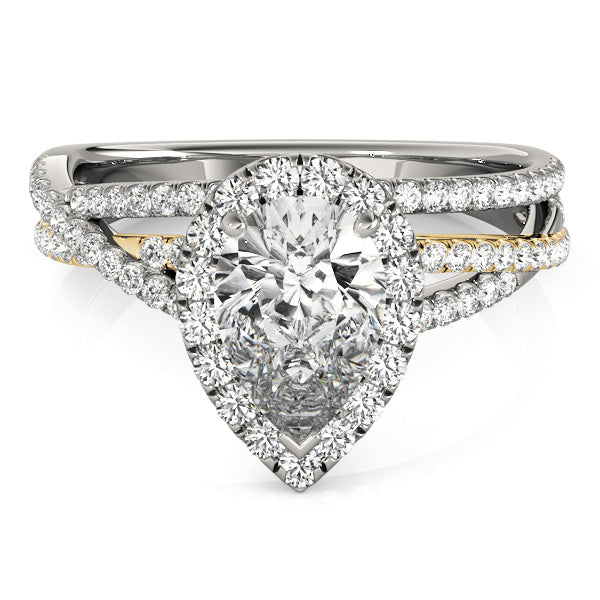 Romantic Sidestone Pear Diamond Engagement Ring — 9K/18K Gold & Platinum