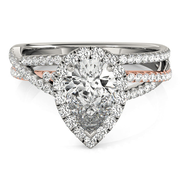 Romantic Sidestone Pear Diamond Engagement Ring — 9K/18K Gold & Platinum