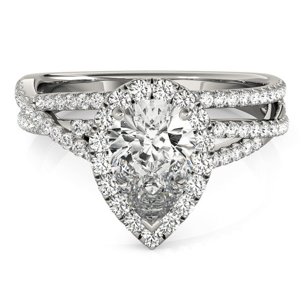 Romantic Sidestone Pear Diamond Engagement Ring — 9K/18K Gold & Platinum