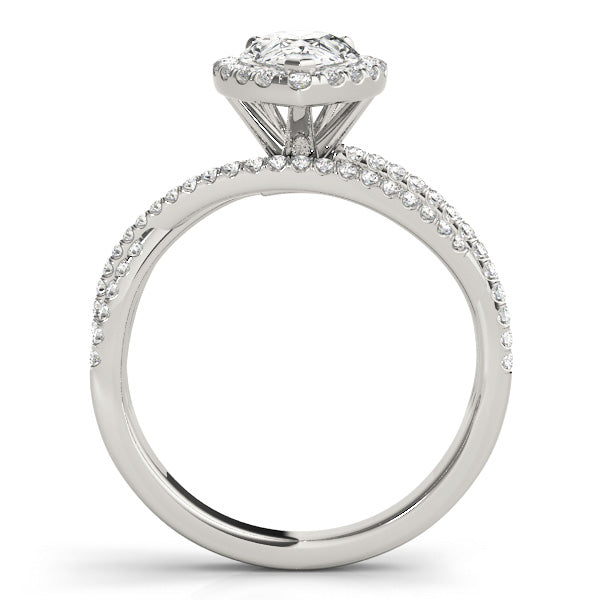 Romantic Sidestone Pear Diamond Engagement Ring — 9K/18K Gold & Platinum