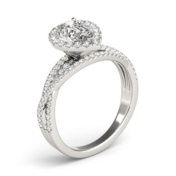 Romantic Sidestone Pear Diamond Engagement Ring — 9K/18K Gold & Platinum