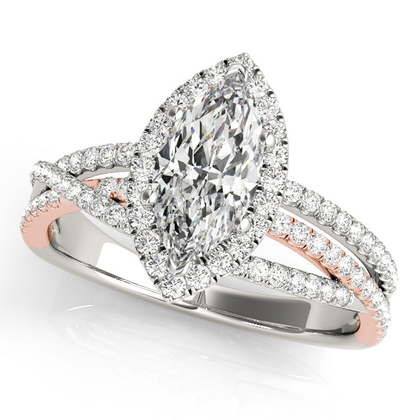 Resplendent Sidestone Marquise Diamond Engagement Ring — 9K/18K Gold & Platinum