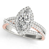 Resplendent Sidestone Marquise Diamond Engagement Ring — 9K/18K Gold & Platinum