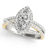 Resplendent Sidestone Marquise Diamond Engagement Ring — 9K/18K Gold & Platinum