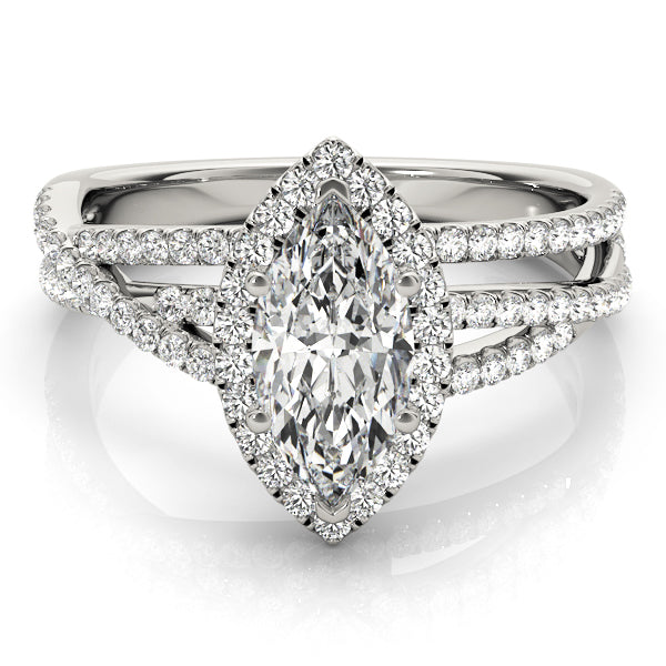 Resplendent Sidestone Marquise Diamond Engagement Ring — 9K/18K Gold & Platinum