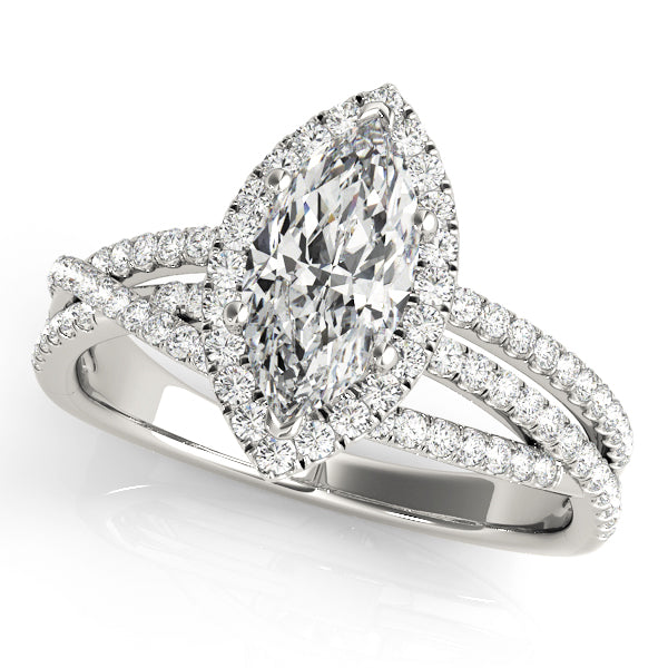 Resplendent Sidestone Marquise Diamond Engagement Ring — 9K/18K Gold & Platinum