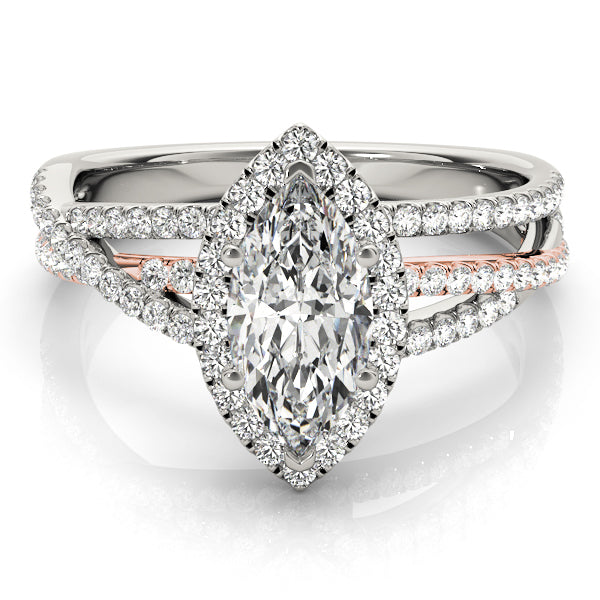 Resplendent Sidestone Marquise Diamond Engagement Ring — 9K/18K Gold & Platinum