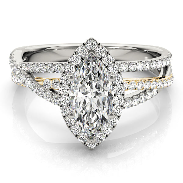 Resplendent Sidestone Marquise Diamond Engagement Ring — 9K/18K Gold & Platinum