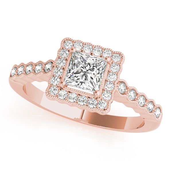 Crowned Sidestone Cushion Diamond Engagement Ring — 9K/18K Gold & Platinum