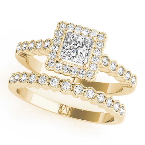 Crowned Sidestone Cushion Diamond Engagement Ring — 9K/18K Gold & Platinum