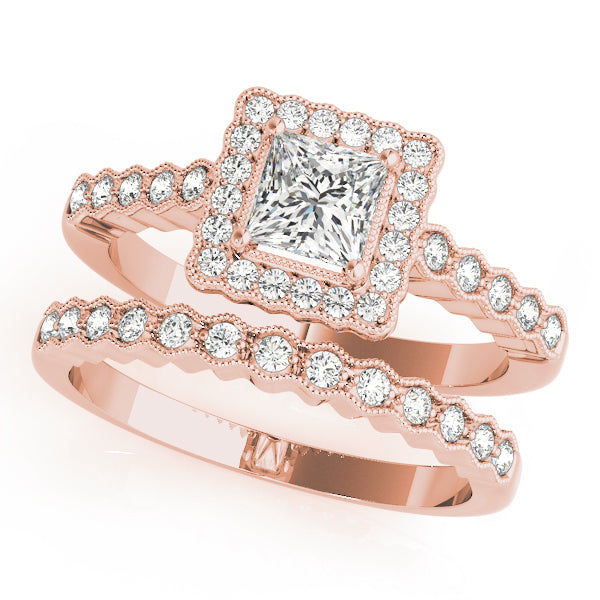 Crowned Sidestone Cushion Diamond Engagement Ring — 9K/18K Gold & Platinum