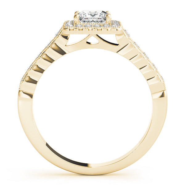 Crowned Sidestone Cushion Diamond Engagement Ring — 9K/18K Gold & Platinum